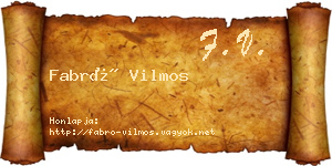Fabró Vilmos névjegykártya